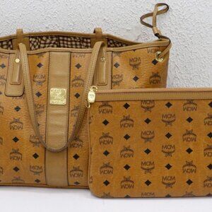 MCM Visetos Medium Liz Reversible Shopper Tote Bag w/ Pouch
